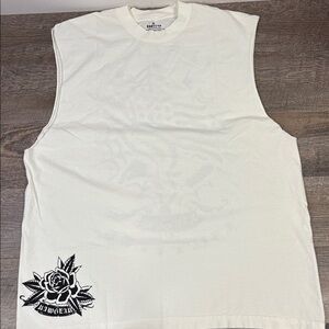 RAWGEAR Men’s Sleeveless Graphic Muscle Tee – Cream – Size XL
